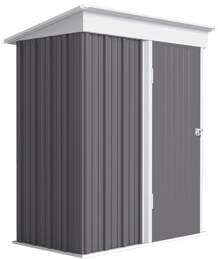 Wishdor - Tuinschuur - Verstelbare Planken En Afsluitbare Deur - Schuin Dak - Staal - Grijs - 161 x 95 x 181 Cm