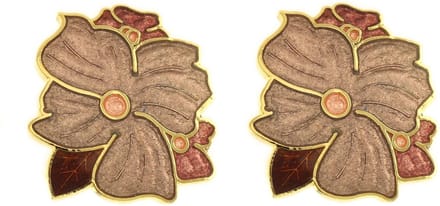 Behave - Oorclips dames - bloemmotief - bruin - 2 cm - vintage