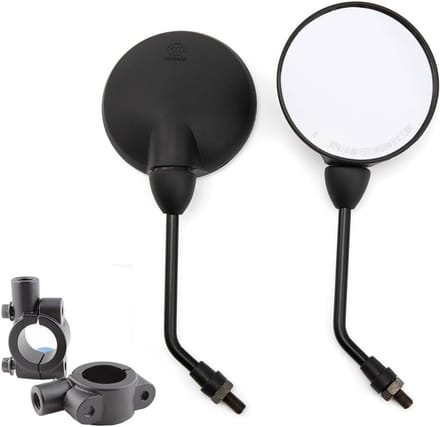 Round Rearview Mirror for Bobber Cafe Racer Scooter, 10mm - ShopVlot