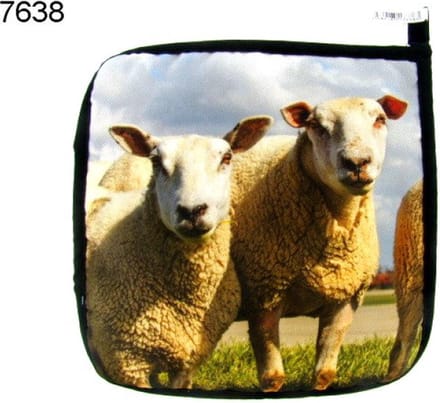 Pannenlap Schapen – 20 x 20 cm – Katoen – Met Ophanglus