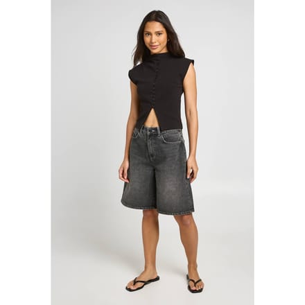 boohoo Dames Halfhoge Denim Jorts | Greywash | Maat: 42