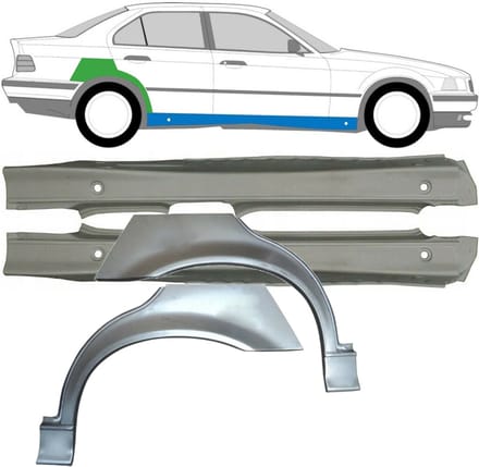 Volledige dorpel + reparatiepaneel achter spatbord voor BMW 3 E36 1990-2000
