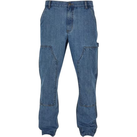 Urban Classics - Double knee jeans Broek rechte pijpen - Taille, 34 inch - Blauw