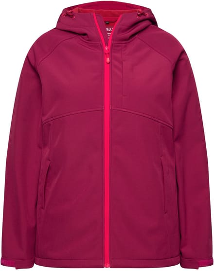 Ulla Popken - Dames - Softshelljas capuchon ritszakken klittenband - Magenta - Maat 42+
