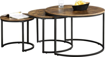 Salontafel Arvidsjaur set van 3 zwart en houtkleurig