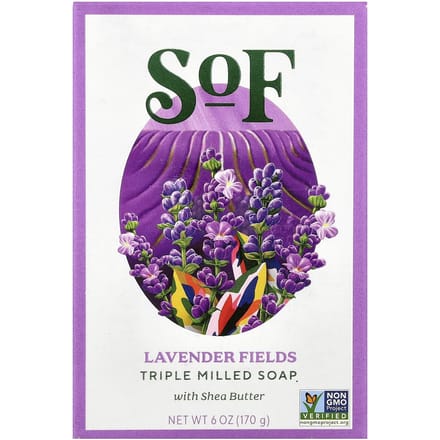 SoF, Lavender Fields, French machine-kneaded soap with organic shea butter, 6 oz (170 g) pink