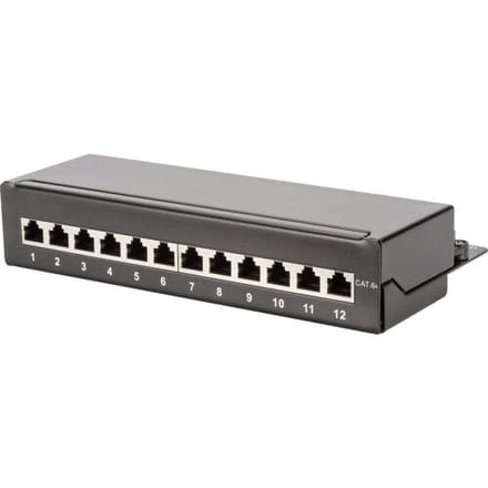 Digitus DN-91612SD-EA 12 poorten Netwerkpatchbox CAT 6A 1 HE Zwart (RAL 9005) Ingericht