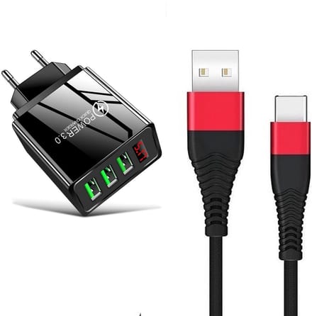 DrPhone Oplaad Set - Geschikt Voor PS5 Controller + 1.2 Meter USB C Gevlochten oplaadkabel