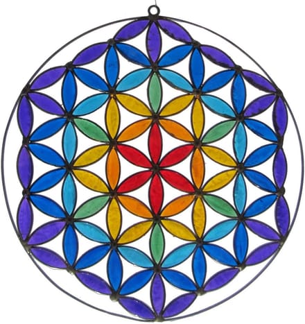 Chakra Kleuren Suncatcher Levensbloem Sri Yantra Raamdecoratie Glas