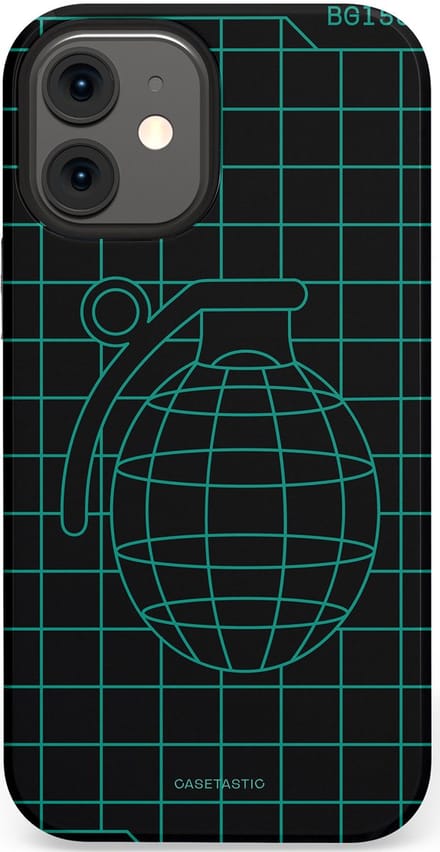 Casetastic hoesje geschikt voor Apple iPhone 12 Mini - Dubbellaagse bescherming - Retro bom - Fashion Case - Zwart Petrol