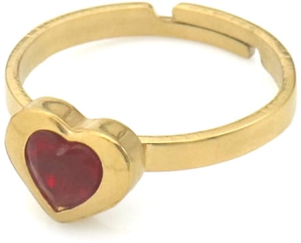 RVS ring met kristal hart - verstelbaar - goudkleurig – valentijn – cadeau