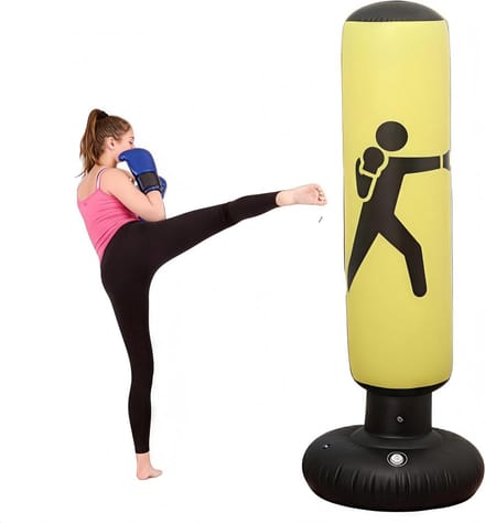 Staande Bokszak - Opblaasbare Zandzak - Thuis Trainen - Waterdichte PVC - 160 cm - Geel