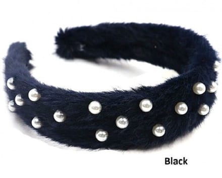 ZoeZo Design - haarband - diadeem - zwart - fakebont - parels - kinderen
