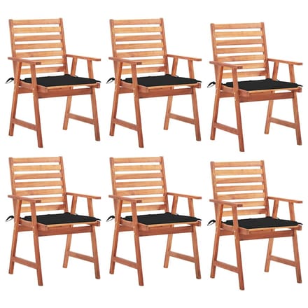 vidaXL - Tuinstoelen - 6 - st - met - kussens - massief - acaciahout