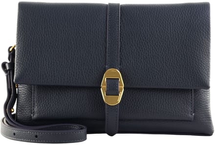 COCCINELLE Leren Schoudertas Dorian Handbag Grained Leather Midnight Blue Donkerblauw