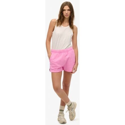 Superdry Essential Logo Garment Dye Shorts Pink Grootte: 40