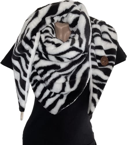 Driehoekige Sjaal - Teddy - Dikke Kwaliteit - Zebraprint - 170 x 70 cm