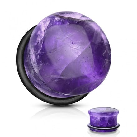 5 mm Single flared plug Amethyst steen rond - LMPiercings