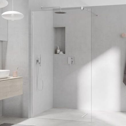 Kermi MENA partially framed WALK-IN Wall with variable stabilization 120 cm, narrow profile METPG12020VAK
