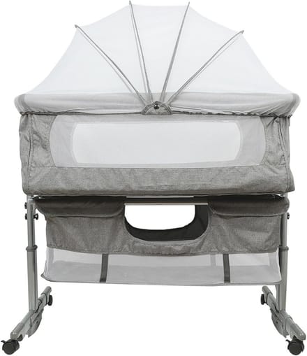 Veilig Babybed met Wieltjes en Muggennet - Bijzetbed & Reiswieg 0-36 Maanden