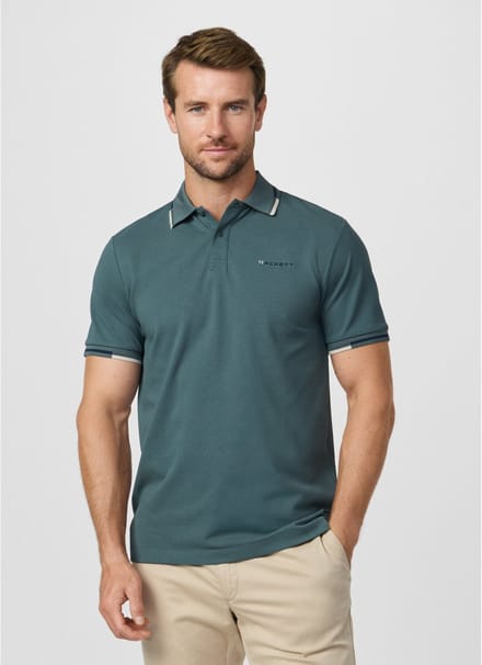 Hackett Coast Tipped Korte Mouw Poloshirt Groen L Man