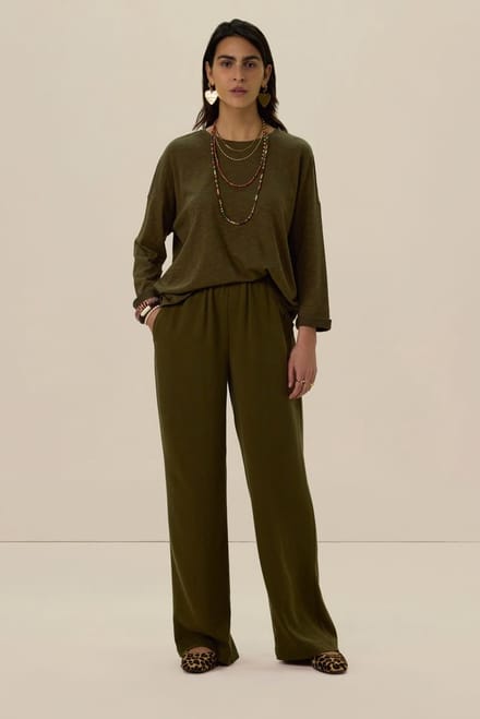 Sissy-Boy - Donkergroene mid waist jersey broek