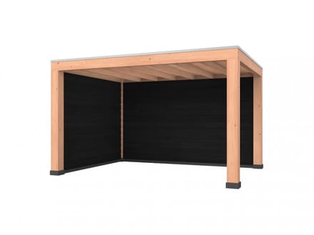 Douglas overkapping, 400 x 300, met achterwand en zijwand, Westwood Modern Basic zwart
