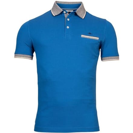 Baileys Polo Fine Contrast Chestpocket Solid Piqué Midden Blauw / male