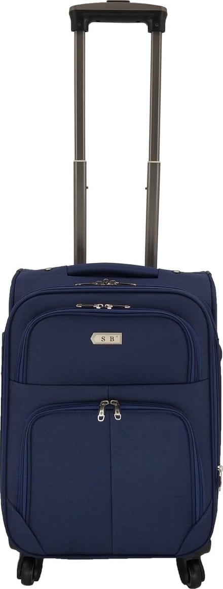 Handbagage stoffen koffer 55cm 4 wielen trolley - Blauw
