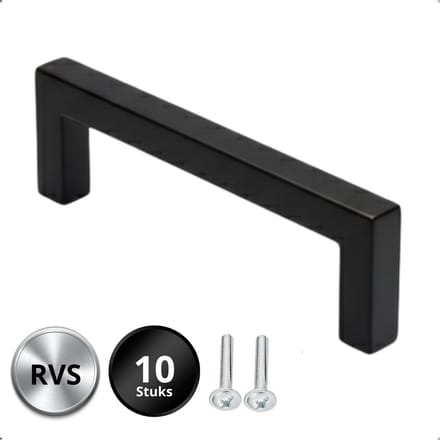 10X Handgrepen Zwart RVS - Boormaat 128mm - Kastgrepen