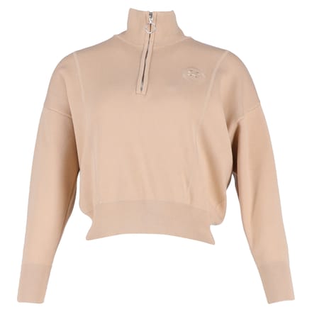 Sandro Paris geborduurde trui met halve rits in beige katoen