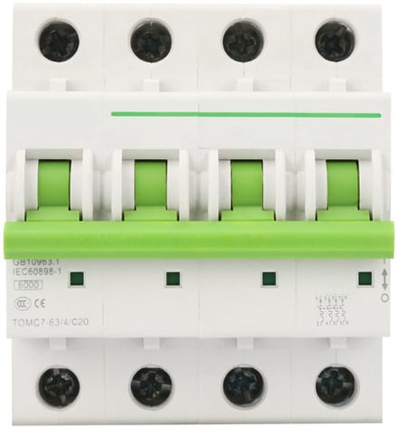 Tomc7-63 4P C-Type 6Ka Circuit Breaker met Lekstroombeveiliging (16A)