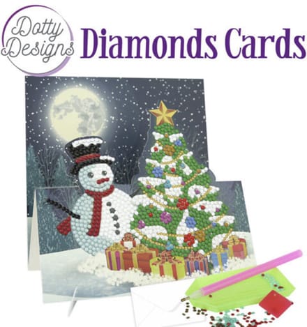 Diamond Painting Dotty Design Diamonds Cards | Snowman with Christmas Tree