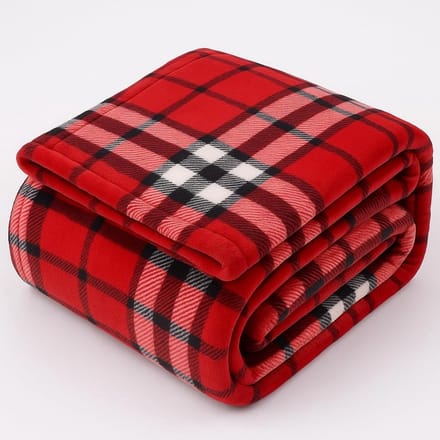 Fleece Deken - Plaid Plaid - Gezelligheid Thuis - Extra Zacht - 150 x 200 cm - Rood Vierkant