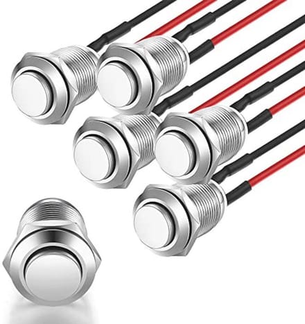 Waterdichte Drukknop 12mm 2A 12V/24V/125V/250V AC - 5 Stuks Zelfvergrendelend