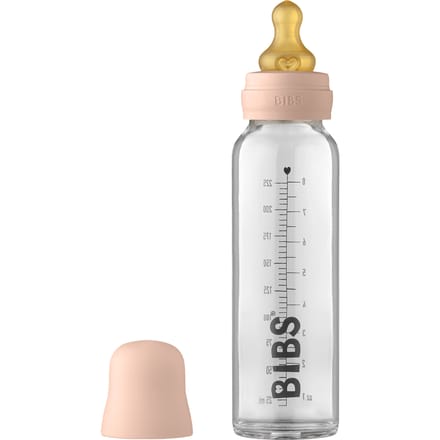 BIBS Baby Glazen Fles Complete Set Latex Blush 225 ml