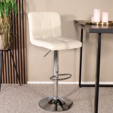 Barkruk Anel met rugleuning: beige leder barstoel