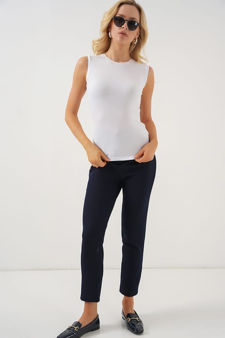Aansluitende Mouwloze Body met Ronde Hals