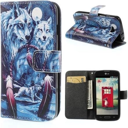 LG L90 Wallet Stand Case Wolves