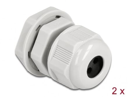 Kabelwartel PG9 voor ronde kabel met drie kabelinvoer grijs 2 stuks