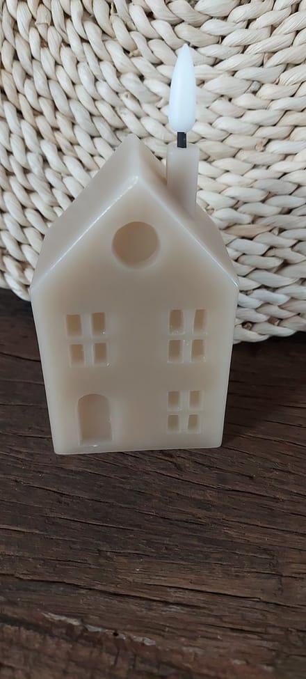 LED kaars huis S beige 5x6x14cm