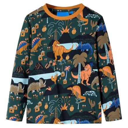 vidaXL - Kinderpyjama - met - lange - mouwen - 104 - donkergroen