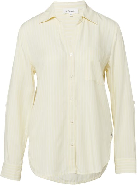 s.Oliver - female - Soepel vallende gestreepte blouse van viscose met omslag