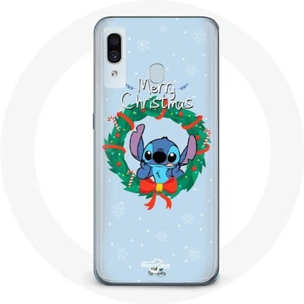 Coque pour Samsung Galaxy A20e Stitch neige joyeux Noël bleu