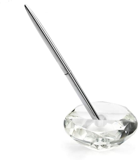 Kristallen pennenhouder - Bureau accessoire - Bureau decoratie - Met luxe pen - 7.5 cm - Hartvorm