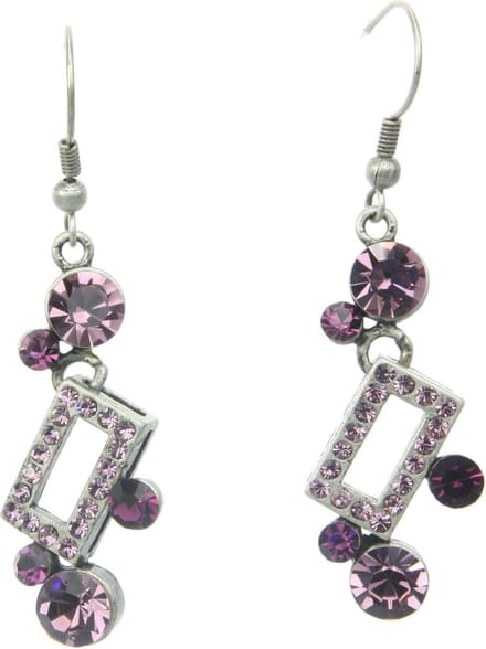 Behave - Oorhangers dames - Retro paars met steentjes - Feestelijk