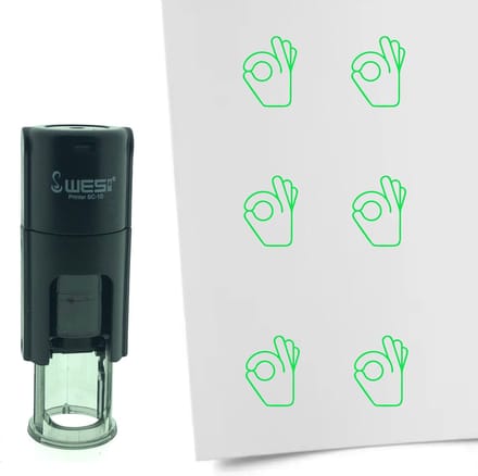 CombiCraft Stempel OK hand gebaar 10mm rond - Groene inkt