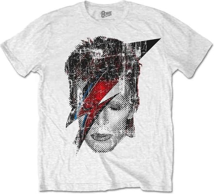 David Bowie - Halftone Flash Face Heren T-shirt - M - Wit