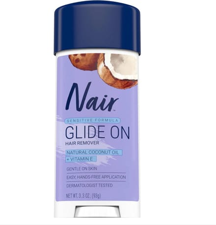 Nair Sensitive Ontharingscrème Glide On – Haarverwijdering zonder handen, met Kokosolie & Vitamine E – 97 ml