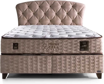 BSS Bedding Freshcell - Boxspring bed met Opbergruimte - boxspring 140x200 - incl. luxe matras en hoofdbord